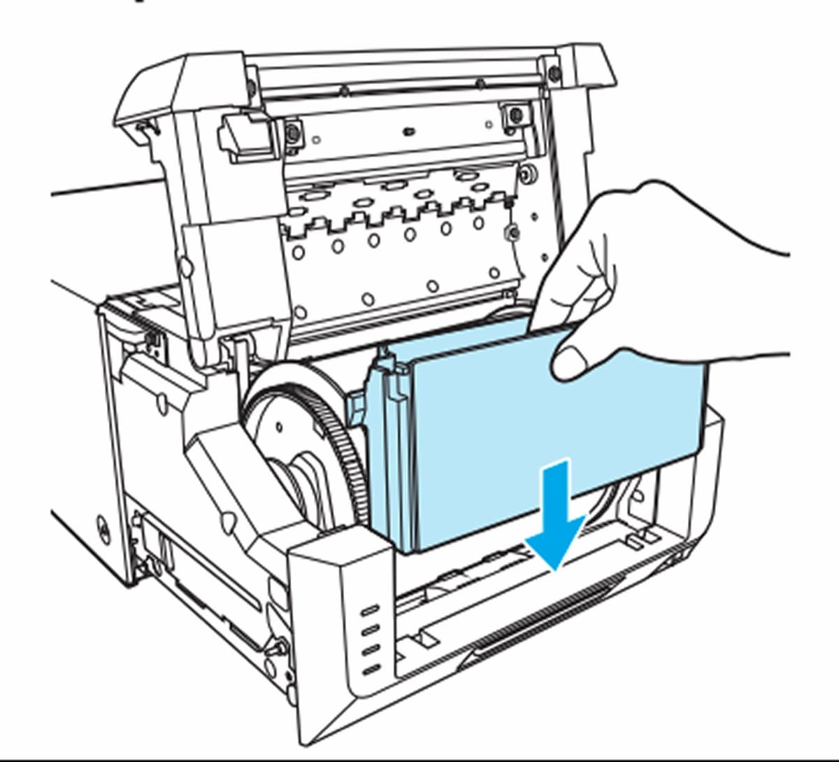 Placez le réceptacle de chutes de papier dans l'imprimante.